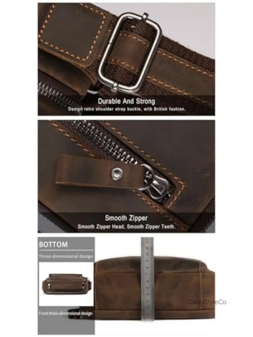 Men's Leather Messenger Bag Top Layer Cowhide Crossbody Shoulder Bag Business
